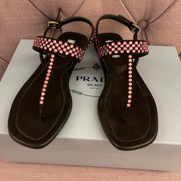 Prada Pink Crystal Sandals with Box 36 - Picture 4 of 5